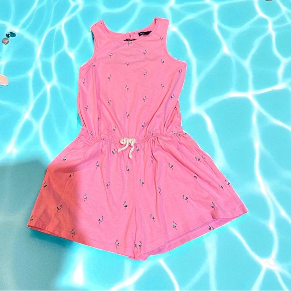 GAP Kids Pink Flamingo Print Romper Large (10) - Picture 1 of 7